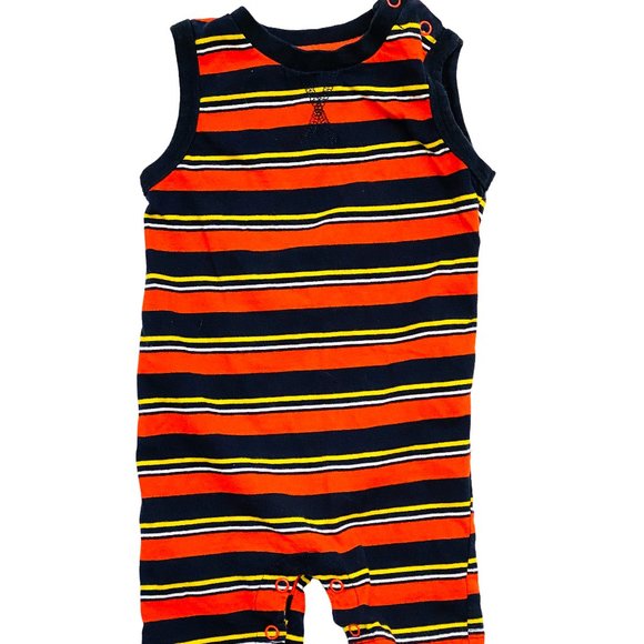 Navy & Red Striped Sleeveless Romper